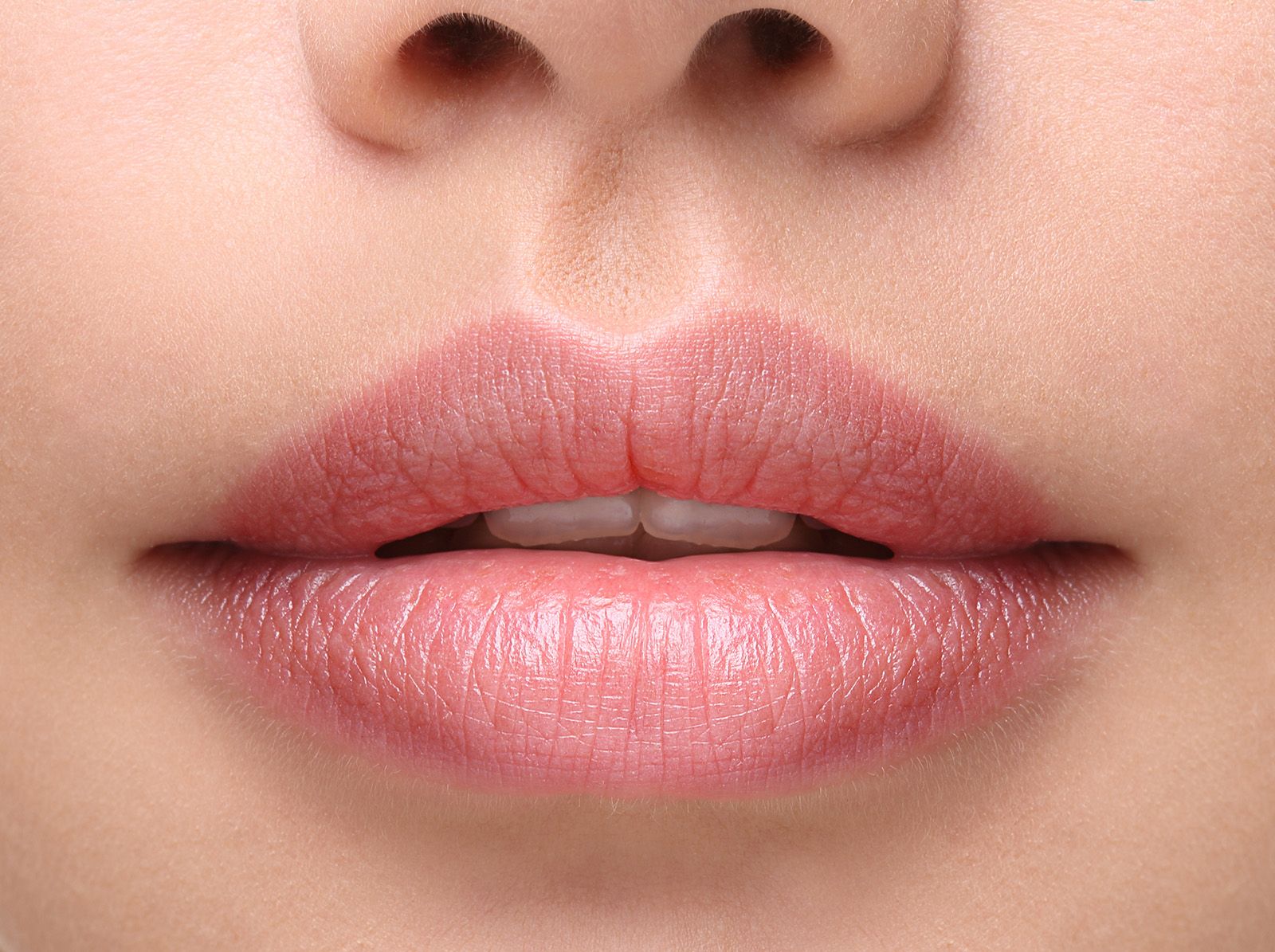 Close up of woman's voluminous lips